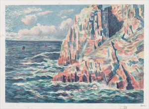 The Sea at Camaret, The Red Rocks, 1895. Creator: Maximilien Luce (French, 1858-1941).