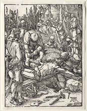 The Small Passion: Christ Being Nailed to the Cross, 1509-1511. Creator: Albrecht Dürer (German, 1471-1528).
