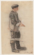 The Stretcher Bearer (Study for "Le Couvreur tombé"), 1876. Creator: François Bonvin (French, 1817-1887).