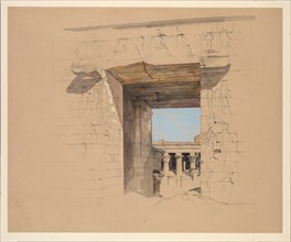 The Temple of Edfu: The Door of the Pylon, 1850. Creator: John Frederick Lewis (British, 1805-1876).