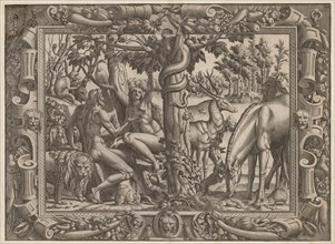 The Temptation of Eve, c. 1545/1547. Creator: Jean Mignon (French).