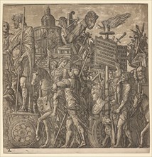 The Triumph of Julius Caesar: Colossal Statues and Siege Equipment, 1593-99. Creator: Andrea Andreani (Italian, about 1558-1610).
