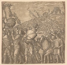 The Triumph of Julius Caesar: Soldiers Carrying Vases, 1593-99. Creator: Andrea Andreani (Italian, about 1558-1610).