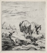 The Two Horses, 1850. Creator: Charles Meryon (French, 1821-1868).