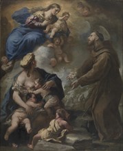 The Virgin and Child Appearing to Saint Francis of Assisi, 1680s. Creator: Luca Giordano (Italian, 1634-1705).