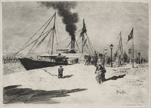 The Wharf at Trouville, 1877. Creator: Félix Hilaire Buhot (French, 1847-1898).