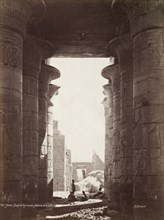 Thebes, Temple of the Ramesseum, Interior of the Hypostyle Hall, 1870s. Creator: Henri Béchard (French).