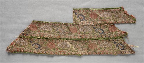 Three Strips Pieced Together, 1700s - 1800s. Creator: Unknown.