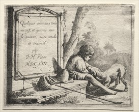 Title Page: Shepherd Petting his Dog, 1665. Creator: Johann Heinrich Roos (German, 1631-1685).