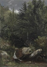 Trees and a Stream on a Hillside, 1853. Creator: Jasper F. Cropsey (American, 1823-1900).
