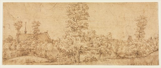 Trees before a Village, third quarter 17th century. Creator: Jan Lievens (Dutch, 1607-1674), attributed to.