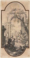 Triumphal Arch and Figures, first half 1700s. Creator: Andrea Locatelli (Italian, 1695-1741).