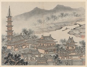 Twelve Views of Tiger Hill, Suzhou: The Thousand Buddha Hall and the Pagoda?, after 1490. Creator: Shen Zhou (Chinese, 1427-1509).