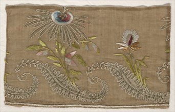 Two Fragments of Embroidery, 18th century. Creator: Unknown.