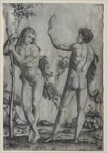 Two Nude Men Beside a Tree. Creator: Marcantonio Raimondi (Italian, 1470/82-1527/34).