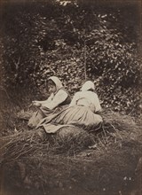 Two Peasant Girls Seated, 1870s. Creator: Auguste Giraudon's Artist (French).
