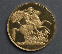 Two Pounds (reverse), 1820. Creator: Benedetto Pistrucci (Italian, 1784-1855).