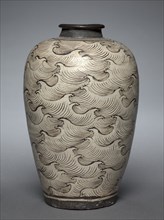Vase (Meiping) with Waves, 1200s-1300s. Creator: Unknown.