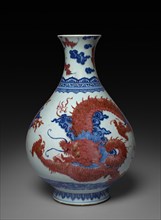 Vase with Dragon and Cloud Decoration, mid-late 18th Century. Creator: Unknown.