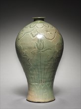 Vase with Inlaid Lotus and Reed Design, 1300s. Creator: Unknown.