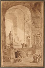Vaulted Staircase, c. 1770-1779. Creator: Hubert Robert (French, 1733-1808).