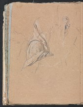 Verona Sketchbook: Drapery study with left hand (page 56), 1760. Creator: Francesco Lorenzi (Italian, 1723-1787).