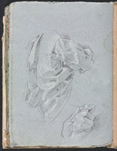 Verona Sketchbook: Drapery study with left hand (page 86), 1760. Creator: Francesco Lorenzi (Italian, 1723-1787).