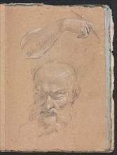 Verona Sketchbook: Head of a bearded man and right arm and hand (page 59), 1760. Creator: Francesco Lorenzi (Italian, 1723-1787).