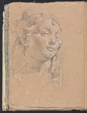 Verona Sketchbook: Head of a woman (page 58), 1760. Creator: Francesco Lorenzi (Italian, 1723-1787).