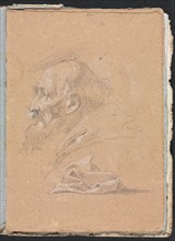 Verona Sketchbook: Monk in profile with drapery (page 87), 1760. Creator: Francesco Lorenzi (Italian, 1723-1787).