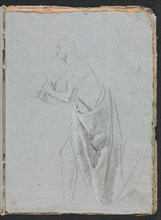 Verona Sketchbook: Standing male with drapery (page 19), 1760. Creator: Francesco Lorenzi (Italian, 1723-1787).