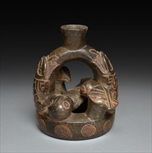 Vessel with Reclining Figure and Birds, 2200 - 200 BC. Creator: Unknown.