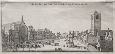 View of London: New Palace Yard with Westminster Hall, and the Clock House, 1647. Creator: Wenceslaus Hollar (Bohemian, 1607-1677).