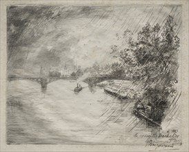 View of the Bridge of Saint-Pères, 1877. Creator: Félix Bracquemond (French, 1833-1914).