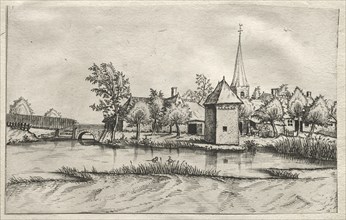 Views of Villages in Brabant and Campine: A Moated Village, c. 1561. Creator: Master of the Small Landscapes (Flemish), attributed to.