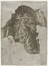 Virgin and Child in the Grotto, c. 1500. Creator: the so-called Premier Engraver (Italian), probably by ; Andrea Mantegna (Italian, 1431-1506), school of.