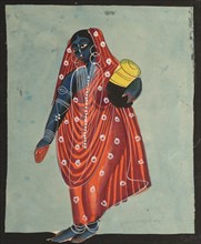 Vishnu in Female Form of Mohini Carrying Amrita for the Gods, 1800s. Creator: Unknown.