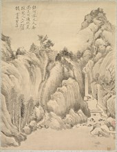 Waterfall and Rocks, 1847. Creator: Tsubaki Chinzan (Japanese, 1801-1854).