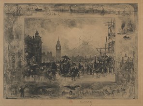 Westminster Bridge, or Westminster Tower, 1884. Creator: Félix Hilaire Buhot (French, 1847-1898).