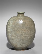 Wine Cask with Incised and Sgraffito Peony Design, 1500s. Creator: Unknown.