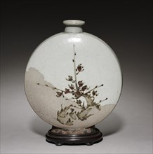 Wine Flask with Plum and Bamboo Design, 1600s. Creator: Unknown.