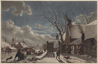 Winter Night in a Dutch Town, 1797. Creator: Jacob Cats (Dutch, 1741-1799).