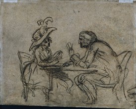 Woman and Man Playing Cards, 1792. Creator: Benjamin West (American, 1738-1820).