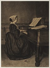 Woman at the Spinet, 1860. Creator: François Bonvin (French, 1817-1887).