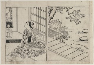 Woman Looking at a Hanging Scroll, c. 1740s. Creator: Nishikawa Sukenobu (Japanese, 1671-1754).