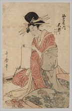 Woman of the Yoshiwara Reading Scroll, 1753-1806. Creator: Unknown.