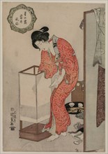 Woman Putting Out a Light (from the series Modern Customs: Frost Beneath the Stars), c. 1820. Creator: Utagawa Kunisada (Japanese, 1786-1865).
