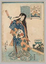 Woman with a Fan in her Left Hand Combing her Hair, 1786-1864. Creator: Gototei Kunisada (Japanese, 1786-1864).