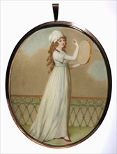 Woman with a Tambourine, in Neoclassical Costume, mid to late 19th century. Creator: Unknown.
