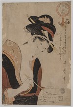 Woman Writing, 1753-1806. Creator: Kitagawa Utamaro (Japanese, 1753?-1806).